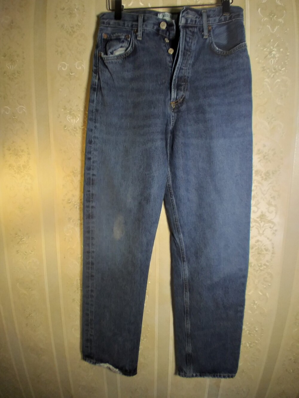 Agolde Organic Cotton Button Fly Denim Jean Size 25 Dark Wash Casual